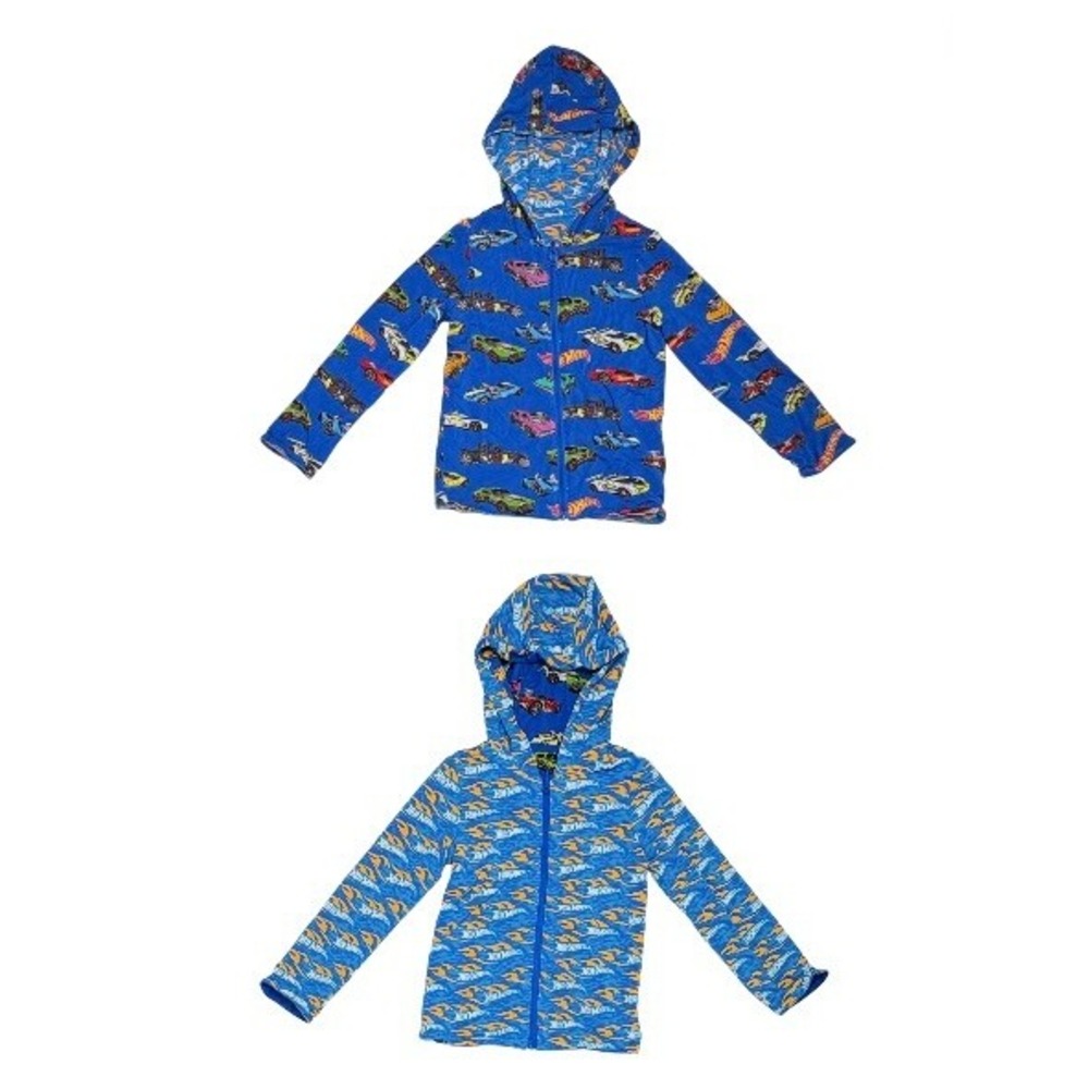 Posh Peanut Hot Wheels Reversible Bamboo Zipper Boy Hooded Jacket 3T-4T Kids